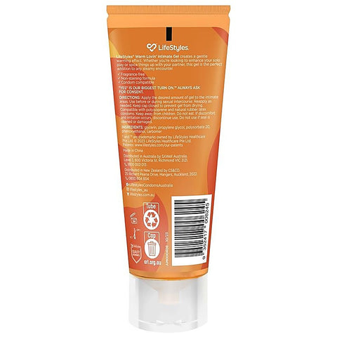 Lifestyles Warm Lovin Warming Intimate Gel 80ml - Delay and Excite Sprays