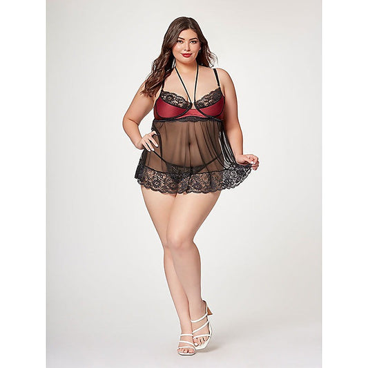 The Romantic Two Piece Womens Babydoll Set - BabyDolls And Chemises