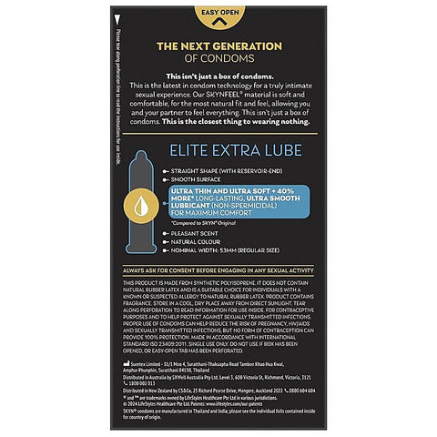 Ansell Skyn Elite Extra Lubricated Ultra Thin Condoms 10 Pack Ultra Thin - Condoms
