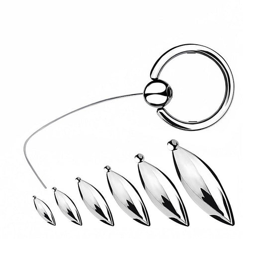 Oval Bullet Urethral Sound with Pull Ring by BDStyle - Urethral Sounds