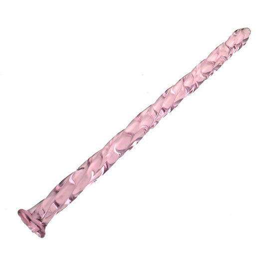 Threaded Pink Glass Mens Urethral Plug by BDStyle - Urethral Sounds