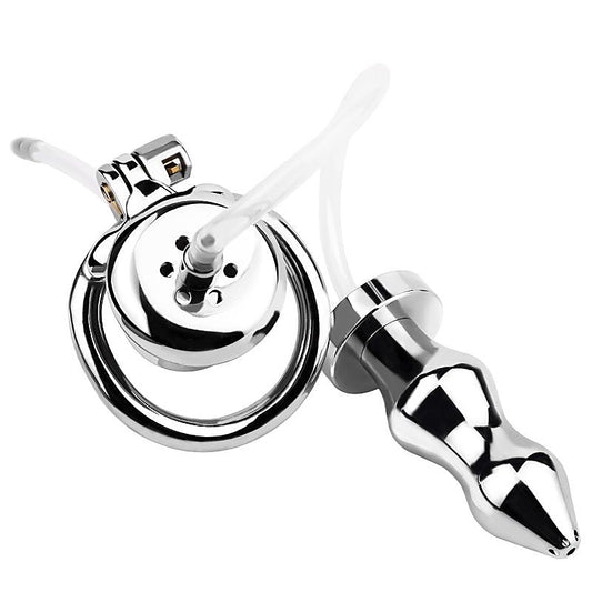 Male Chastity Cage With Enema Butt Plug by BDStyle - Male Chastity