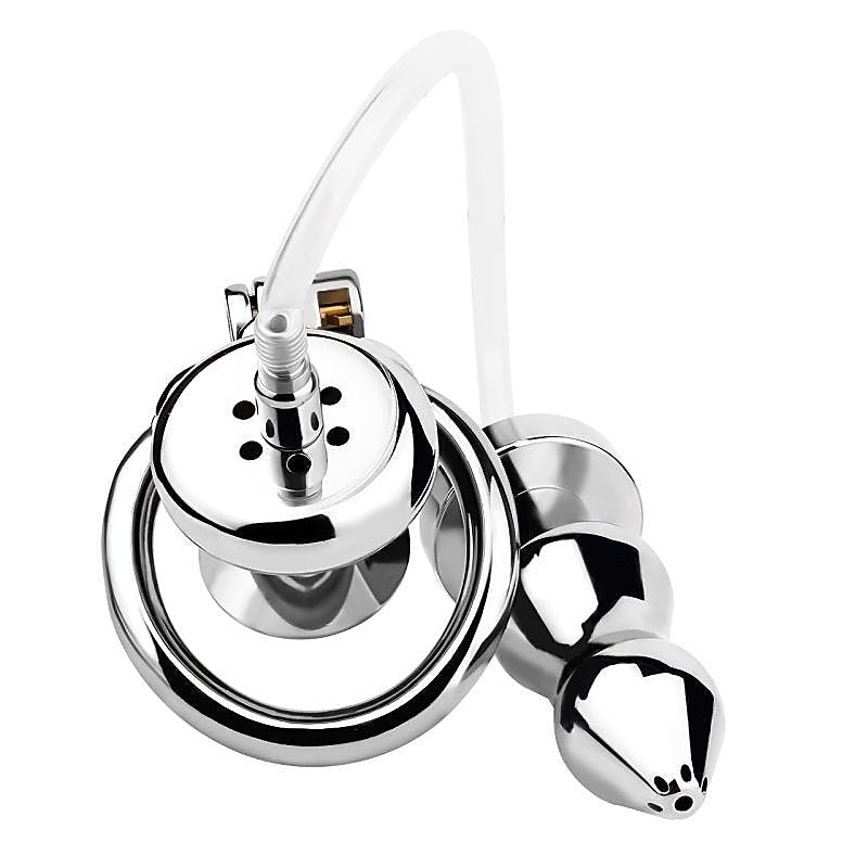 Male Chastity Cage With Enema Butt Plug by BDStyle - Male Chastity