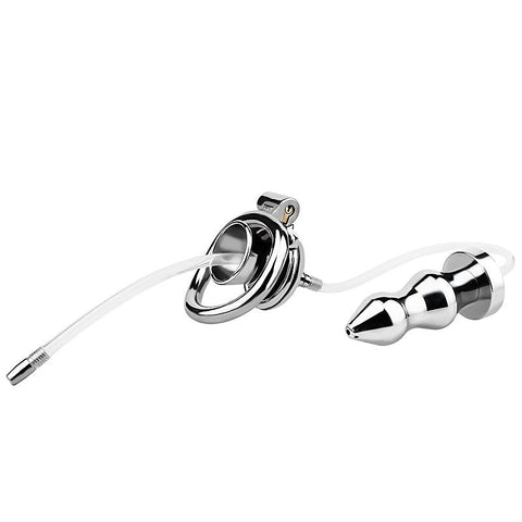 Male Chastity Cage With Enema Butt Plug by BDStyle - Male Chastity