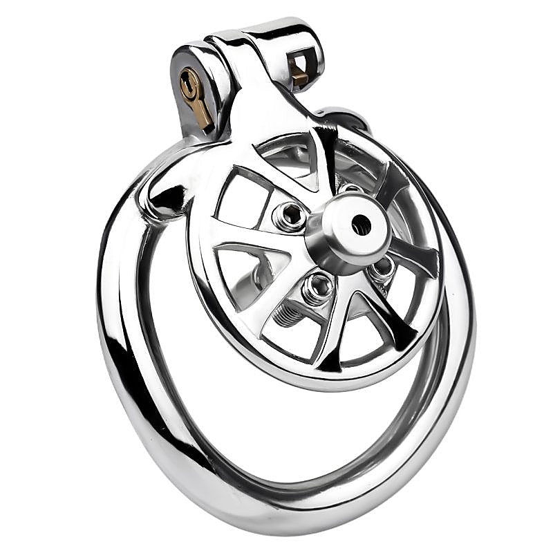 Spike Mens Chastity Cage With Metal Urethral Catheter - Male Chastity