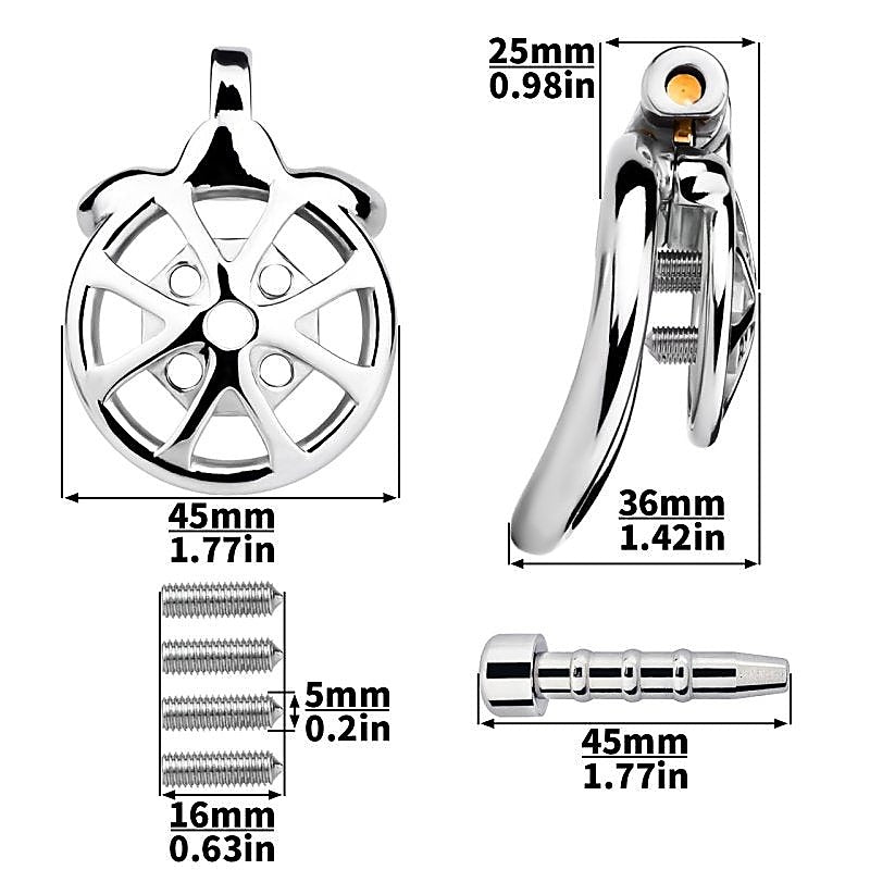 Spike Mens Chastity Cage With Metal Urethral Catheter - Male Chastity