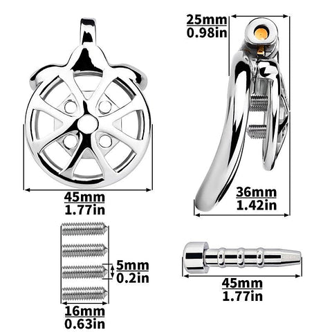 Spike Mens Chastity Cage With Metal Urethral Catheter - Male Chastity