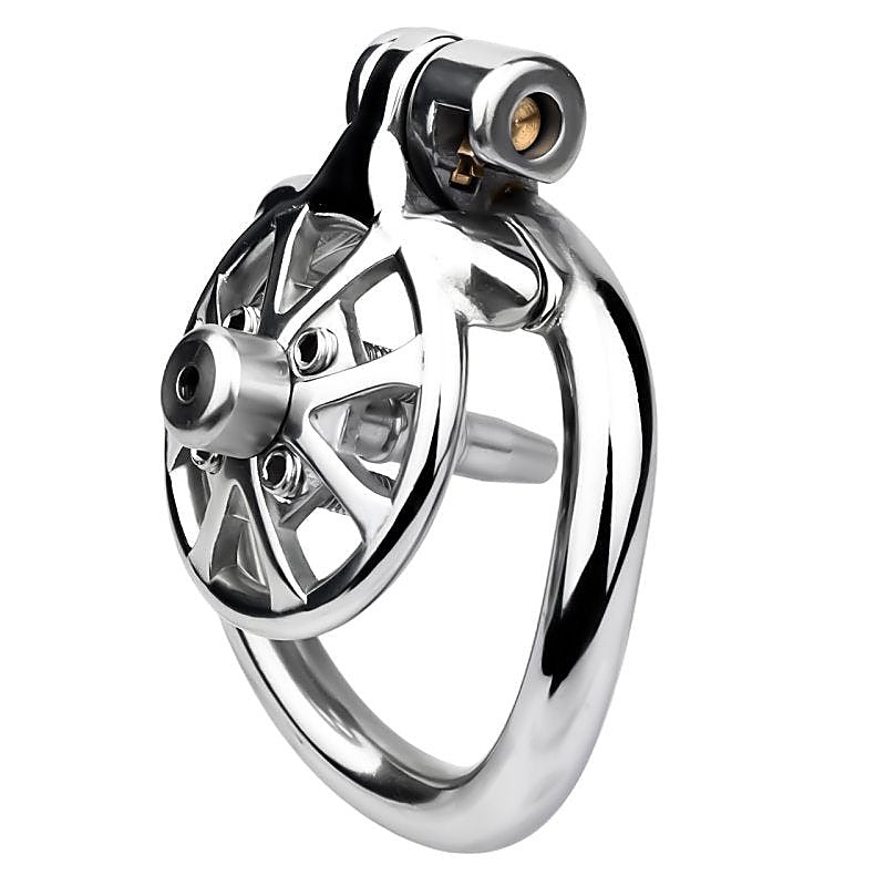 Spike Mens Chastity Cage With Metal Urethral Catheter - Male Chastity