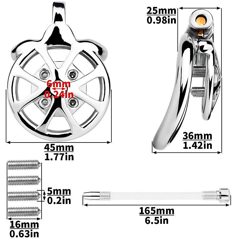 Spike Chastity Cage with Silicone Urethral Catheter - Male Chastity