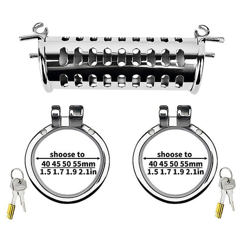 Metal Double Ended Chastity Cage Bent Ring by BDStyle - Male Chastity