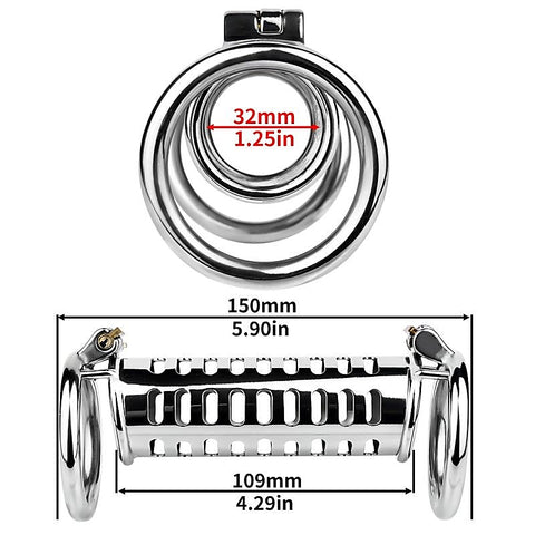 Metal Double Ended Chastity Cage Bent Ring by BDStyle - Male Chastity