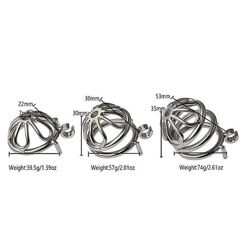 Petal Metal Chastity Cage With Small Bent Ring by BDStyle - Male Chastity