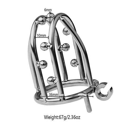 Chastity Opening Cage With Chastity Lock Bent Ring - Male Chastity