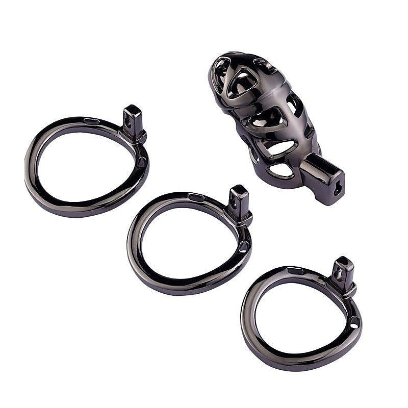 Black Men's Chastity Cage with 3 Ring Sizes by BDStyle - Male Chastity