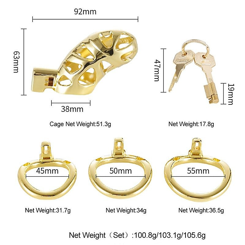 Gold Chastity Cage by BDStyle - Male Chastity