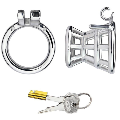 Stuck In Chastity Cock Cage With Bent Ring by BDStyle - Male Chastity
