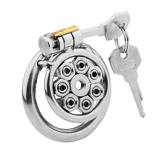 Spikes Flat Chastity Cock Cage With Urethral Sound - Male Chastity