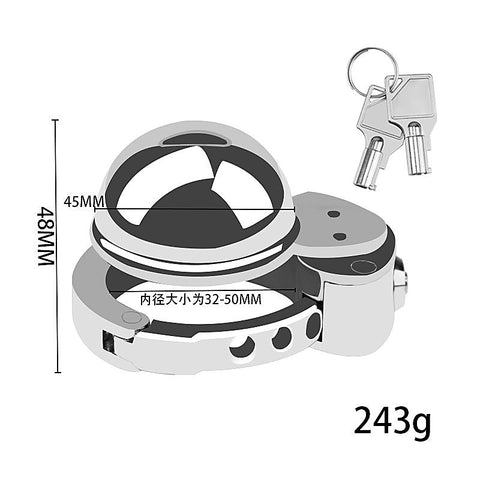 CB Mens Chastity Lock Cock Cage With Adjustable Ring - Male Chastity