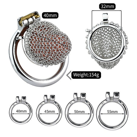 Metal Chastity Cage Mesh Male Locks Device by BDStyle - Male Chastity