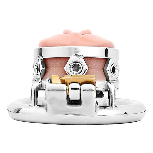 Fake Silicone Stainless Steel Male Chastity Cage With Bent - Male Chastity