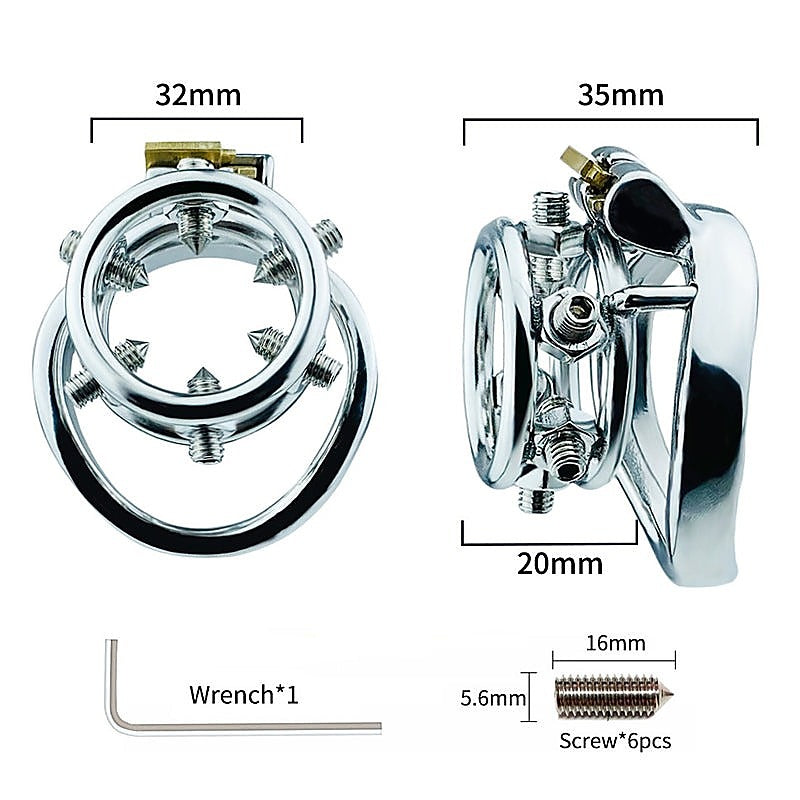 Rivet Screw Double Ring Male Chastity Lock Cage by BDStyle - Male Chastity