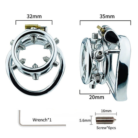 Rivet Screw Double Ring Mens Chastity Lock Cage by BDStyle - Male Chastity