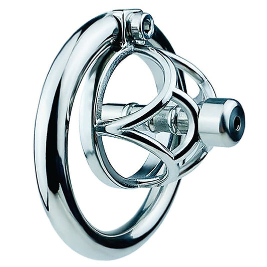 Hex Screw Men's Cock Cage with Urethral Catheter by BDStyle - Male Chastity
