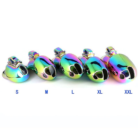 Rainbow Male Metal Chastity Cage HTV3 Small by BDStyle - Male Chastity
