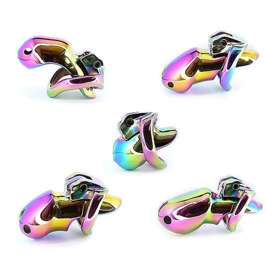 Rainbow Male Metal Chastity Cage HTV3 Small by BDStyle - Male Chastity