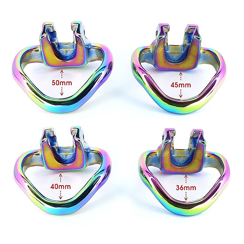 Rainbow Male Metal Chastity Cage HTV3 Small by BDStyle - Male Chastity