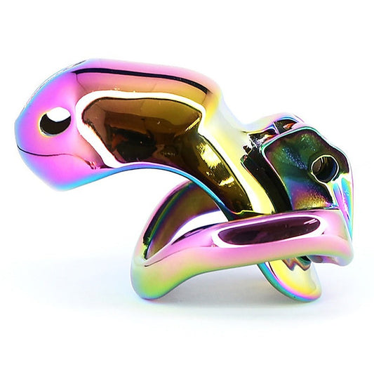 Rainbow Male Metal Chastity Cage HTV3 Medium by BDStyle - Male Chastity