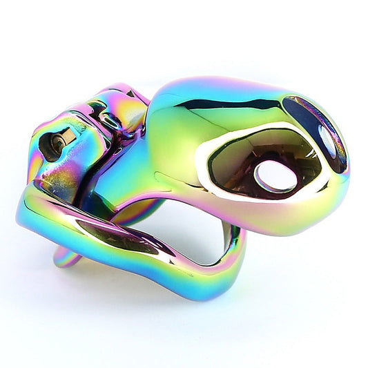 Rainbow Male Metal Chastity Cage HTV3 XL by BDStyle - Male Chastity