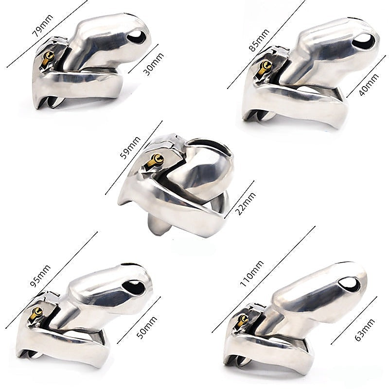 Stainless Male Metal Chastity Cage HTV3 Large by BDStyle - Male Chastity
