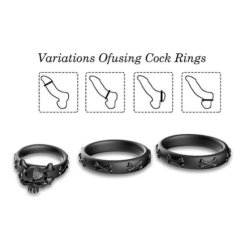 Gothic Style Skeleton 3 Piece Cock Ring Set by BDStyle - Cock Ring Sets