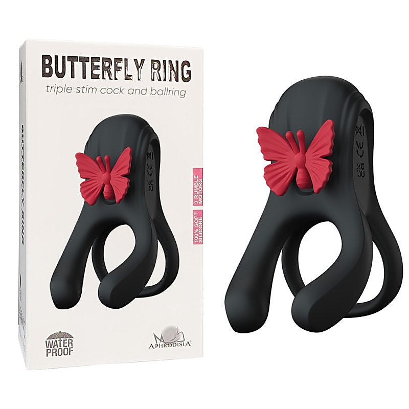 Butterfly Triple Lock Vibrating Cock Ring by BDStyle - Vibrating Cock Rings