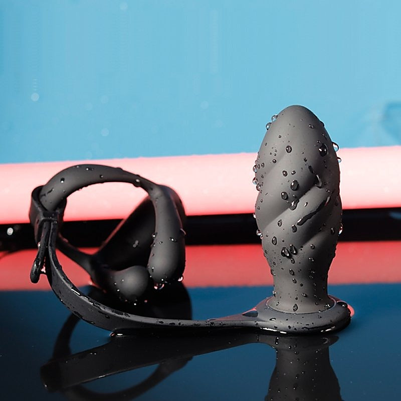 Silicone Vibrating Cock Ring with Thread Anal Vibrator - Vibrating Cock Rings