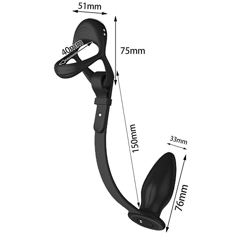 10 Functions Cock and Ball Ring With Anal Plug by BDStyle - Vibrating Cock Rings