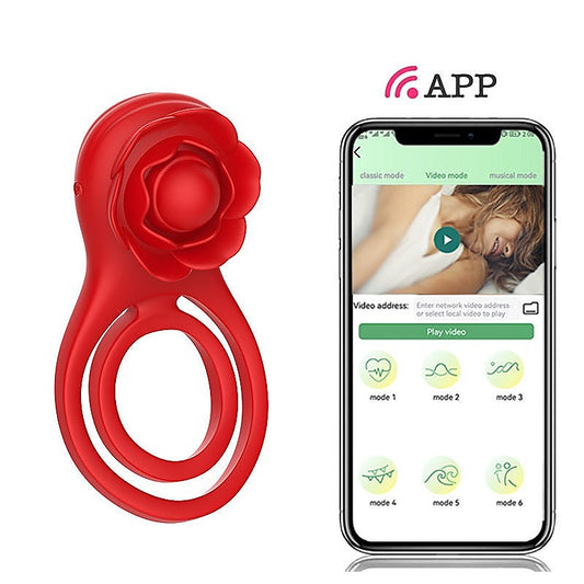 Rose Shackle Plus App Remote Control Vibrating Penis Ring - Vibrating Cock Rings