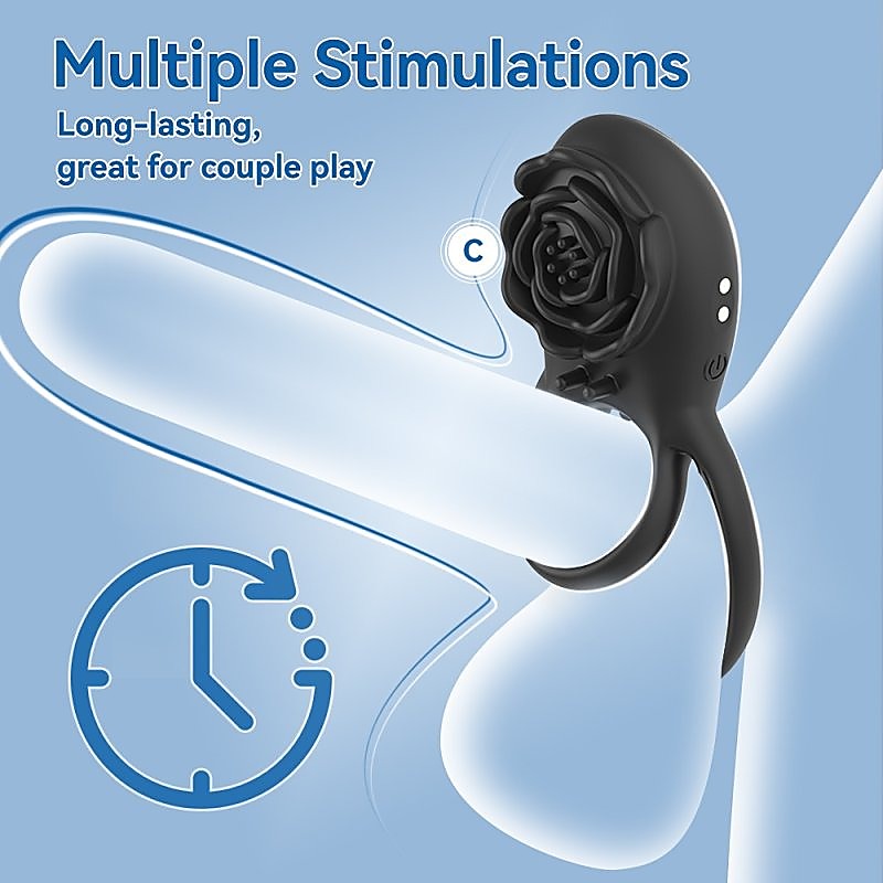 Rose 8 Functions Vibrating Penis Ring by BDStyle - Vibrating Cock Rings