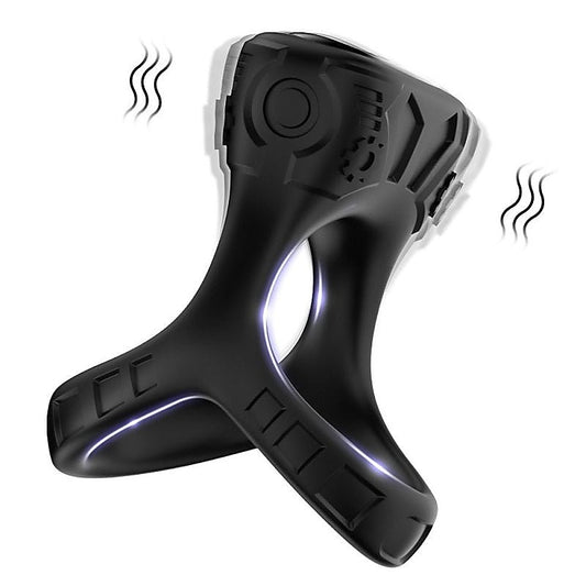 9 Functions Double Cock Ring with Clitoral Stimulator - Vibrating Cock Rings