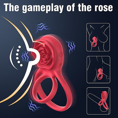 Petal Shaped 9 Functions Vibrating Penis Ring by BDStyle - Vibrating Cock Rings