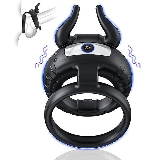 OX Horn 10 Functions Vibrating Cock Ring by BDStyle - Vibrating Cock Rings