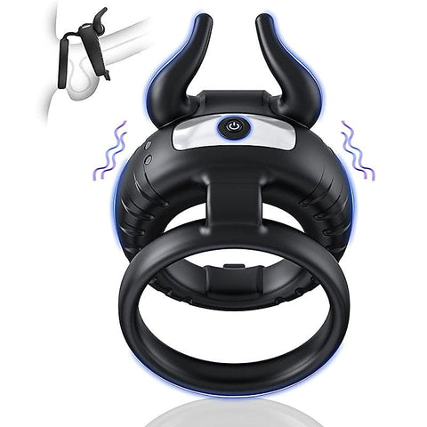 OX Horn 10 Functions Vibrating Cock Ring by BDStyle - Vibrating Cock Rings