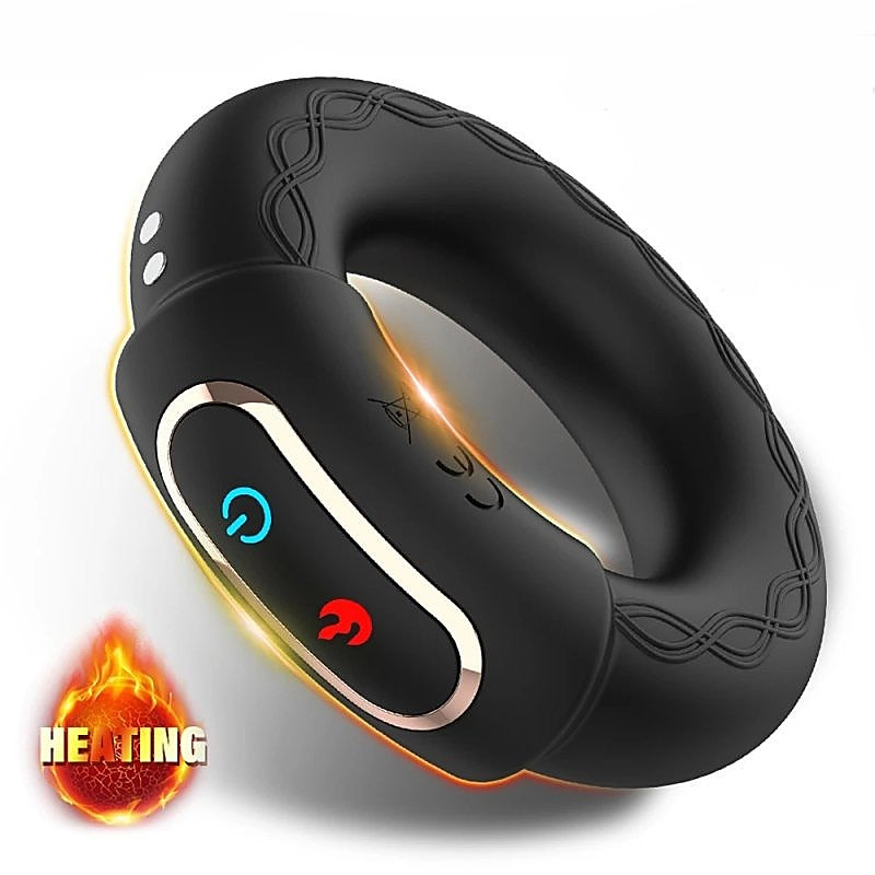 Warm Rechargeable 10 Functions Silicone Cock Ring by BDStyle - Vibrating Cock Rings