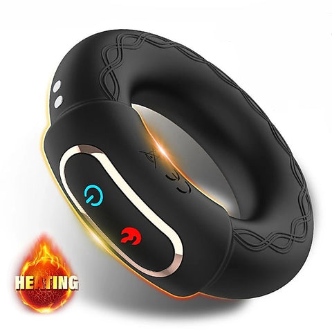Warm Rechargeable 10 Functions Silicone Cock Ring by BDStyle - Vibrating Cock Rings