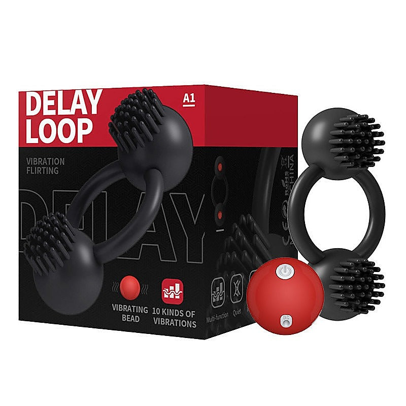 10 Functions Delay Loop Double Vibrating Cock Ring - Vibrating Cock Rings