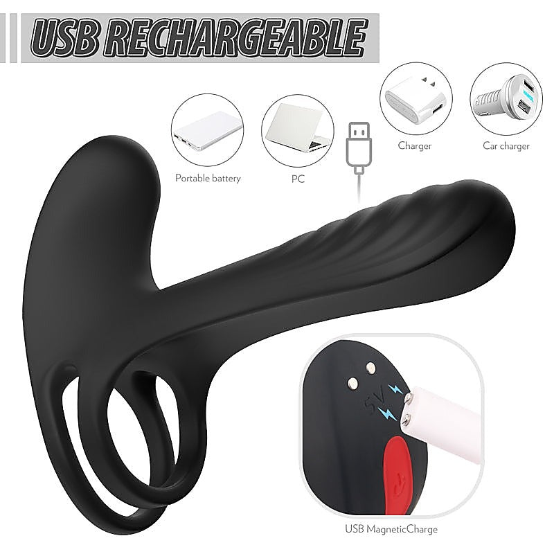 Double Stimulus 18 Functions Mens Cock Ring by S-Hande - Vibrating Cock Rings