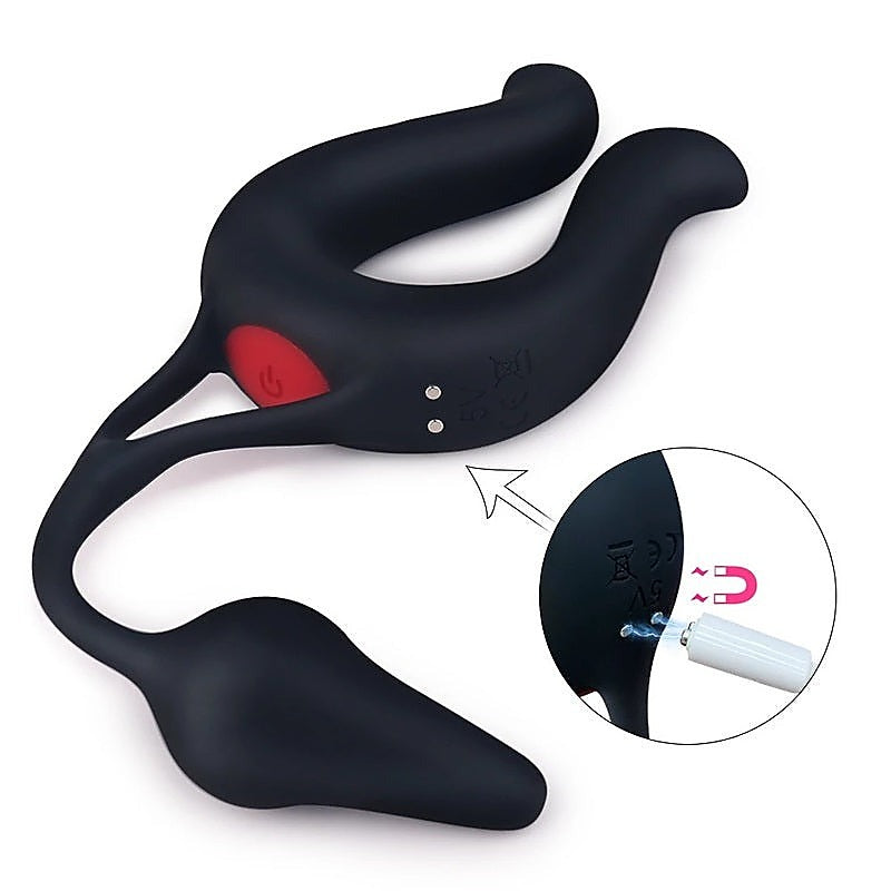 S Hande Nicole Vibrating Cock Ring With Anal Plug Dual Motor Design - Vibrating Cock Rings