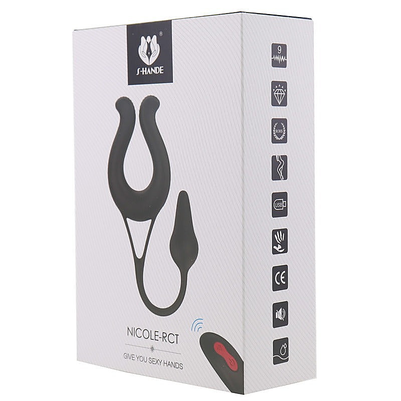 S Hande Nicole Vibrating Cock Ring With Anal Plug Dual Motor Design - Vibrating Cock Rings