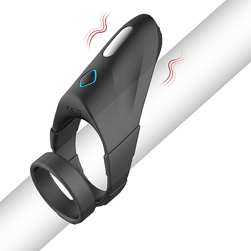 10 Functions Vibrating Dual Penis Ring with Taint Teaser - Vibrating Cock Rings